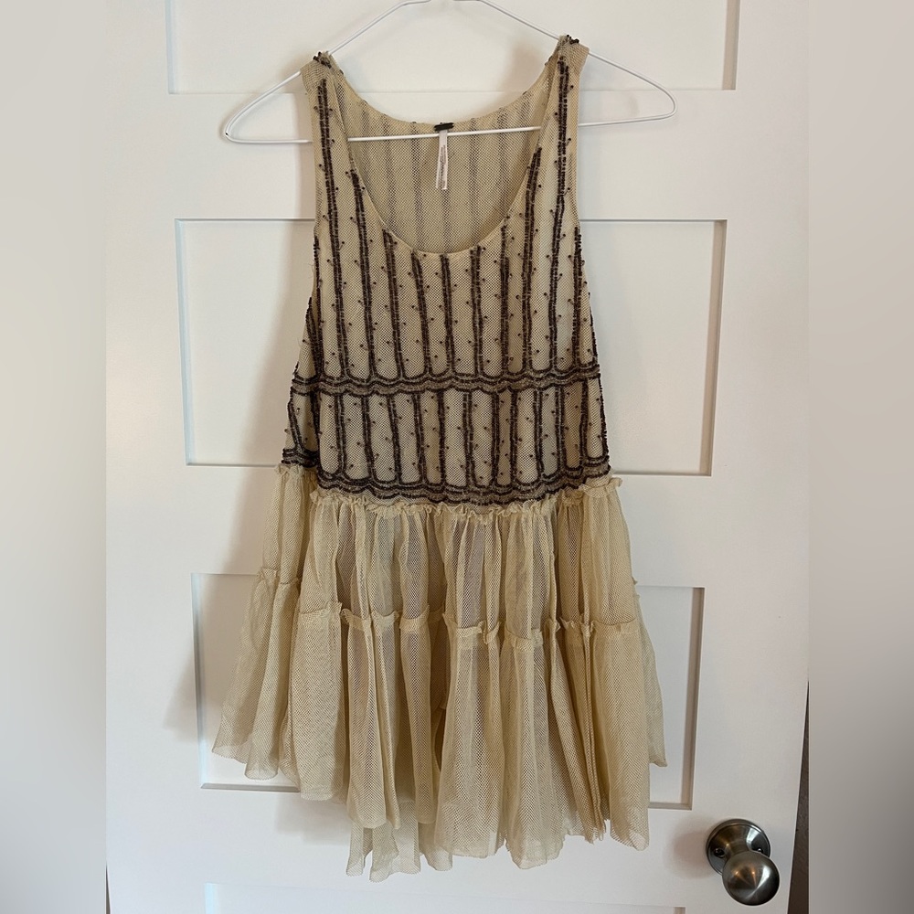 Free people, size small beaded mesh tank top